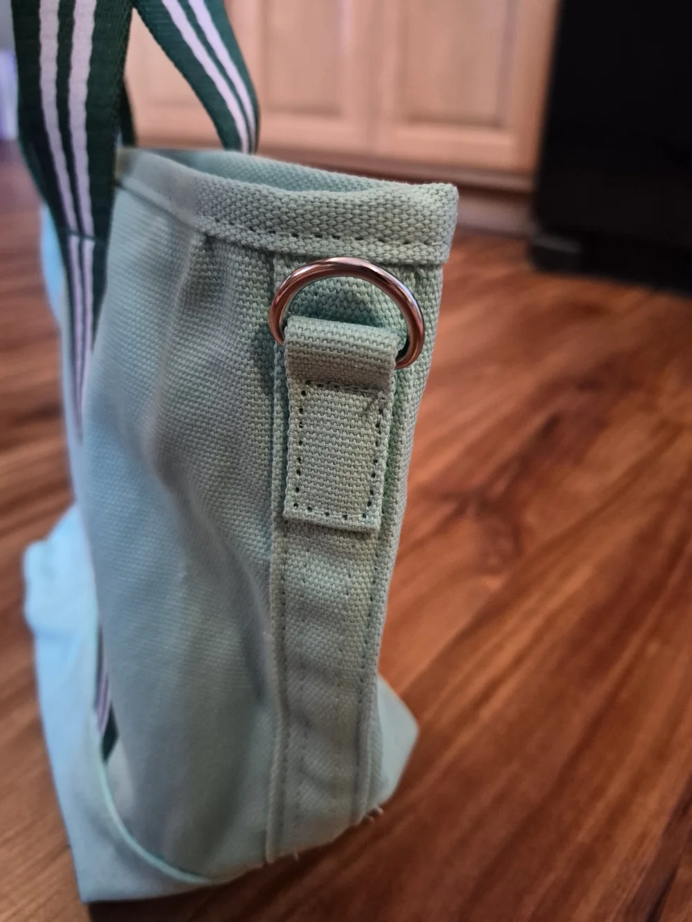 Starbucks Mint Green Canvas Tote with Striped Handles